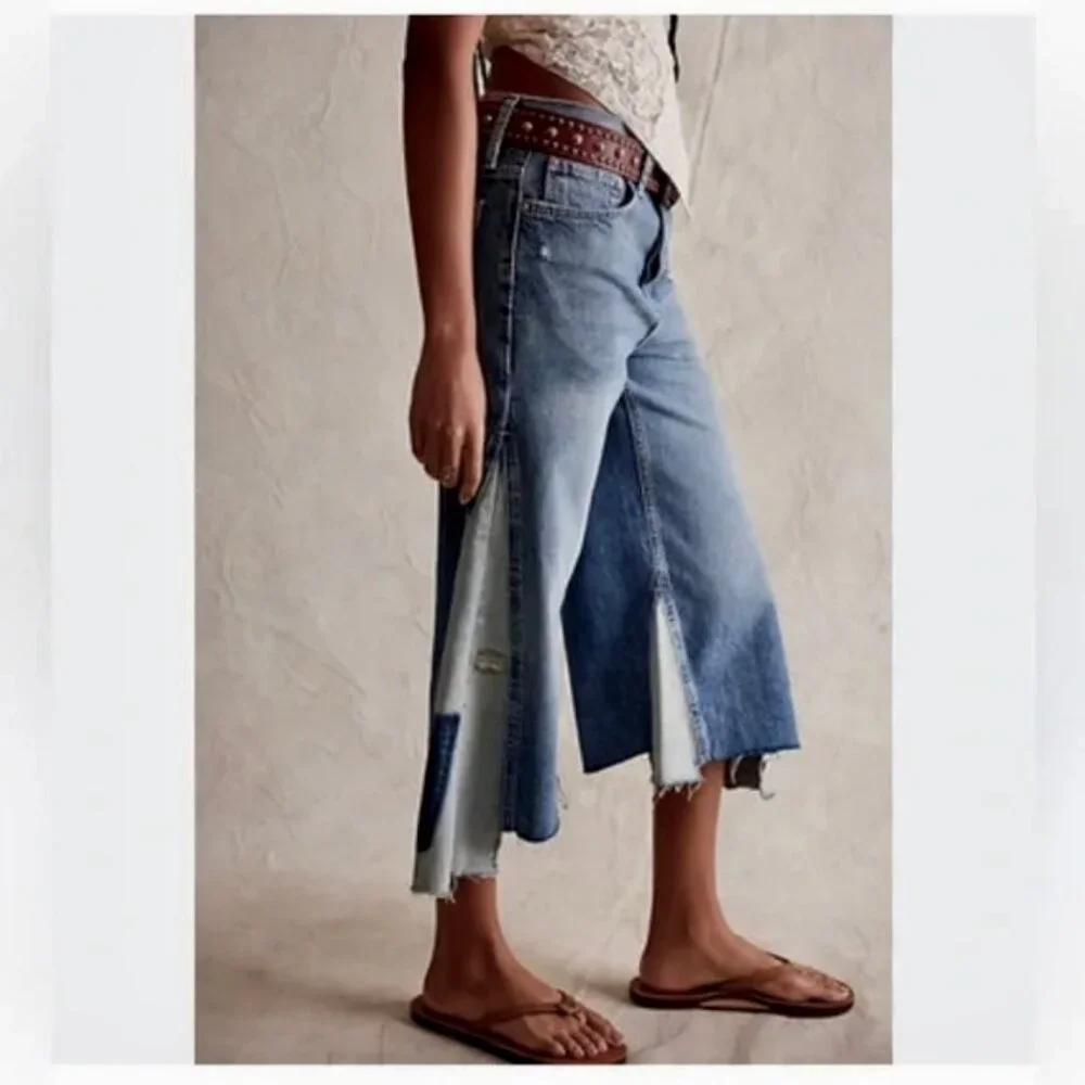 Free People We The Free Ripple Wide-Leg Cropped Jeans